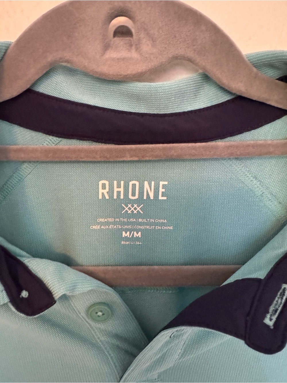 Rhone Delta Pique Mens Polo Shirt Lightweight Active Medium Blue Green EUC - Picture 5 of 11